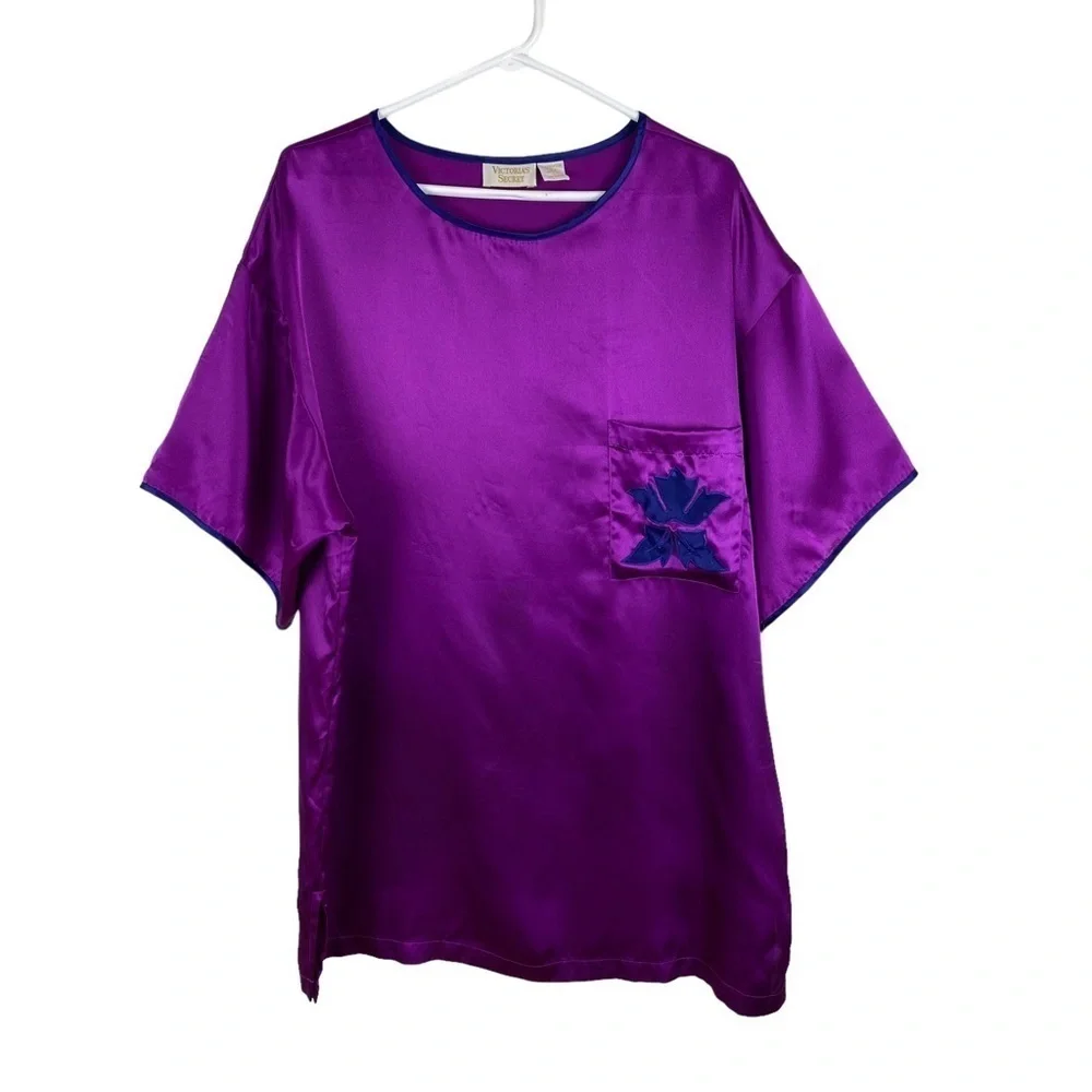 Vintage Victoria’s Secret Gold Label Nightgown Women’s Size L Purple Satin - Picture 2 of 8